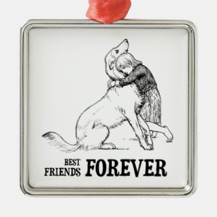 Vintage Kunst: Beste Freund-für immer Mädchen, d Silbernes Ornament
