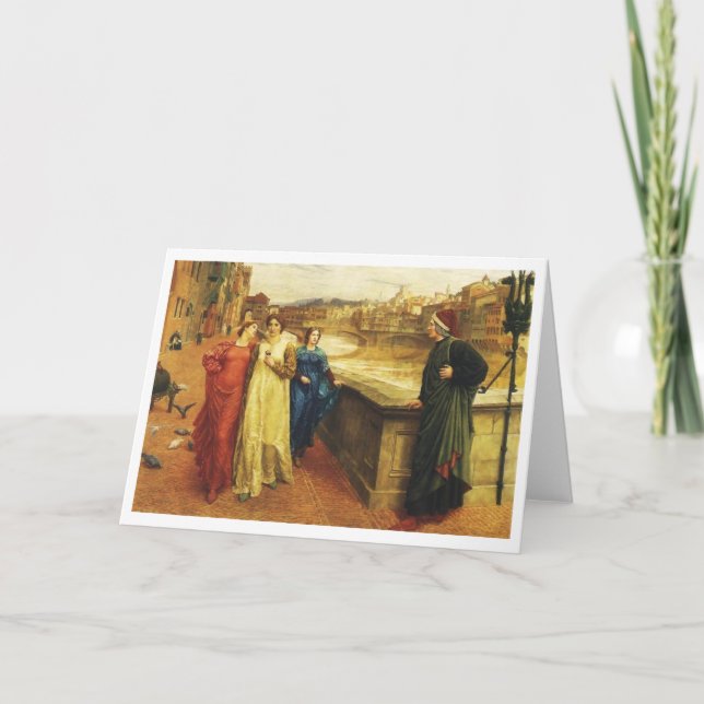 Vintage Kunst - Dante trifft Beatrice, Feiertagskarte (Vorderseite)