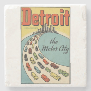 Vintage Kunst der Detroit-Bewegungsstadt Steinuntersetzer