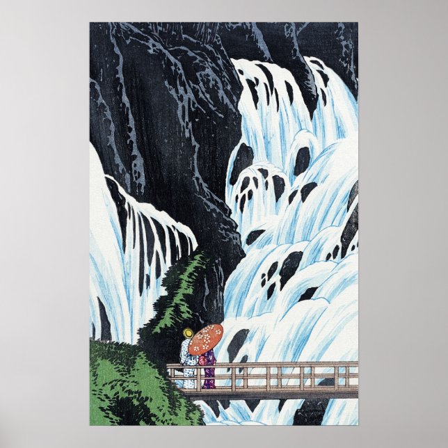 Vintage Kunst des japanischen Wasserfalles Poster (Vorne)
