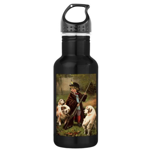 Vintage Kunst Edelstahlflasche (Vorderseite)