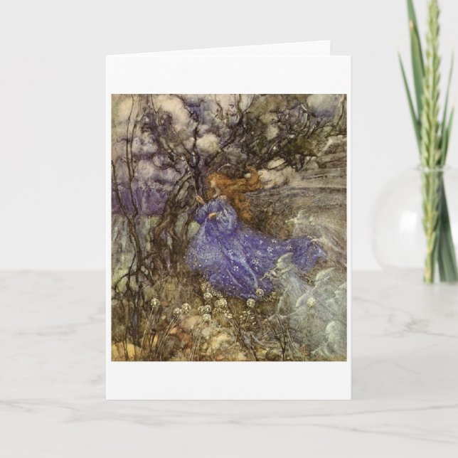 Vintage Kunst - Eine Fee in Blau, Karte (Vorderseite)