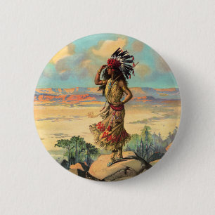 Vintage Kunst: Eingeborene amerikanische Frau mit  Button