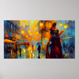 Vintage Kunst Frankreich mit Frau Altes Poster