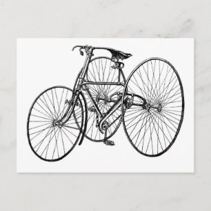 Vintage-Kunst Frühes Fahrrad Dreirad Steampunk Postkarte