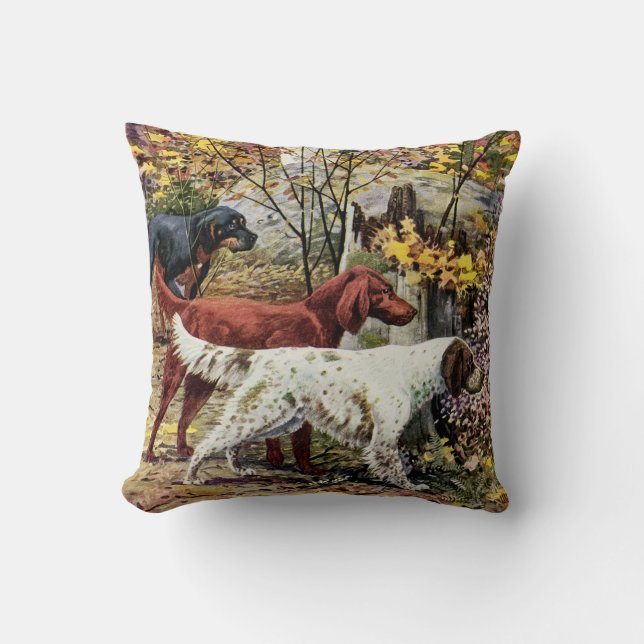 Vintage Kunst-Hundeliebhaber-Setzer Kissen (Vorderseite)