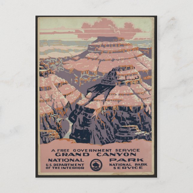 Vintage Kunst im Grand Canyon Postkarte (Vorderseite)
