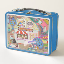 Vintage-Kunst-Lunchbox Blau