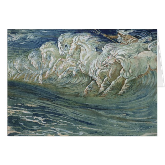 Vintage Kunst - Neptun Pferde, (Vorderseite (Horizontal))
