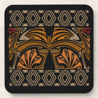 Vintage Kunst nouveau Braundrachen Getränkeuntersetzer