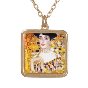 Vintage Kunst Nouveau Gustav Klimt Adele Vergoldete Kette