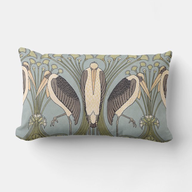 Vintage Kunst Nouveau Störche Lendenkissen (Vorderseite)