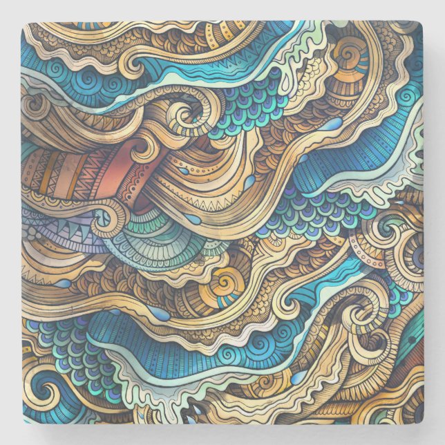 Vintage Kunst Steinuntersetzer (Vorderseite)