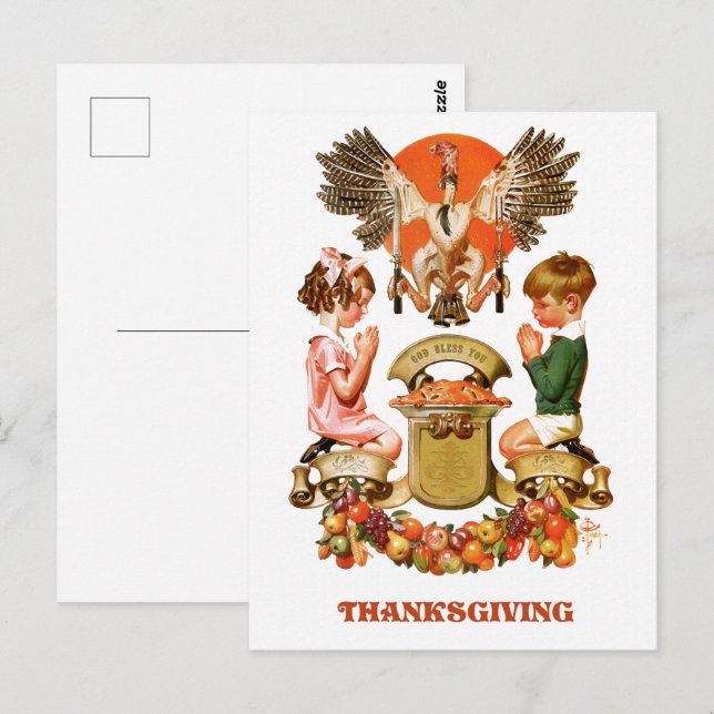 Vintage-Kunst-Thanksgiving-Postkarten Postkarte (Vorne/Hinten)