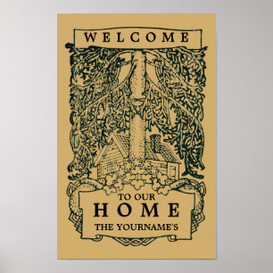 Vintage Kunst und Kunsthandwerk "Willkommen" Poster