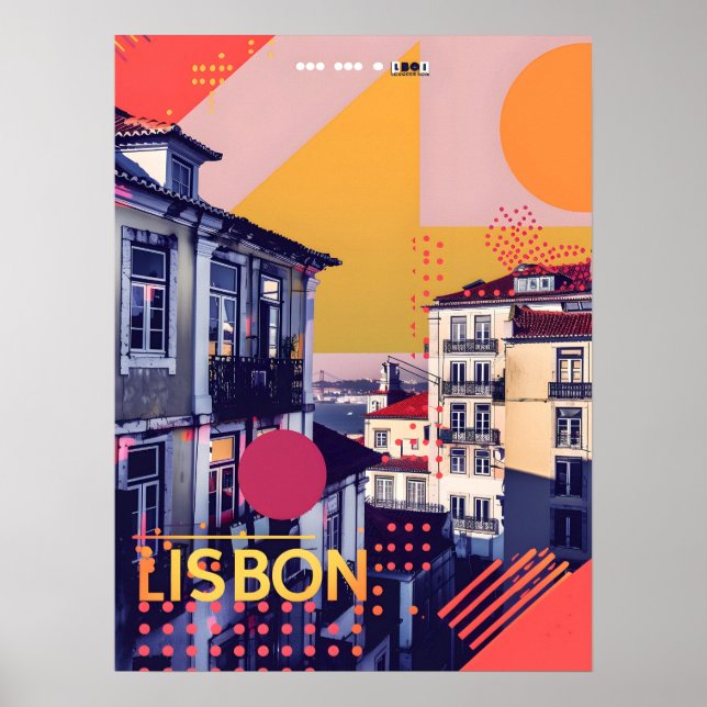 Vintage Kunst von Lissabon Poster (Vorne)