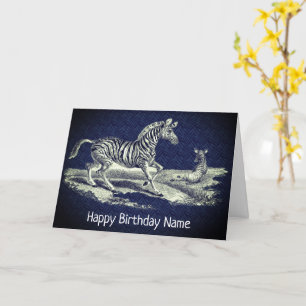 Vintage-Kunst Zebrafohlen Geburtstag  Karte