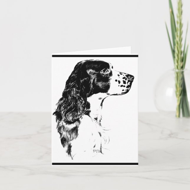 Vintage Kunstenglischer Springerspaniel-Hundekarte Karte (Vorderseite)