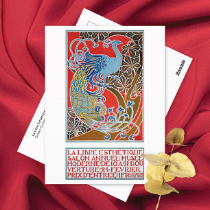 Vintage Kunstgesellschaft Peacock Combaz Postkarte