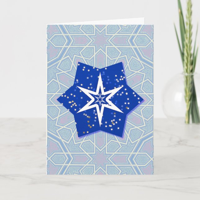 Vintage Künstlerische Blue Star-Urlaubskarte Karte (Vorderseite)