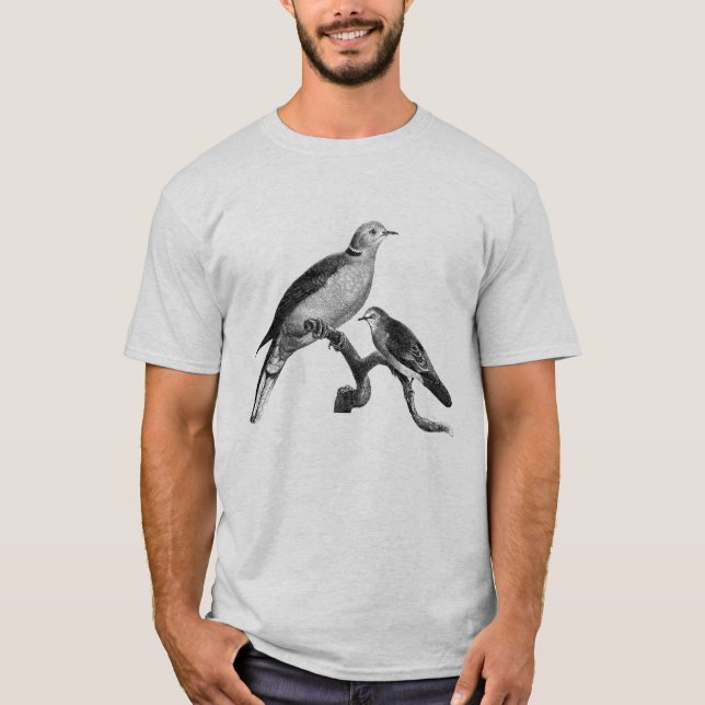 Vintage Kunsttauben auf Zweigniederlassung T-Shirt (Vorderseite)