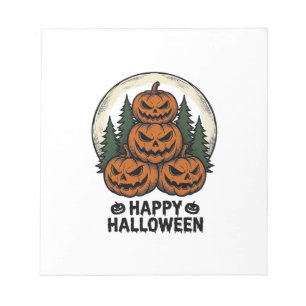 Vintage-Kürbis-Halloween-Jack-O-Lantern-Wald-Shirt Notizblock