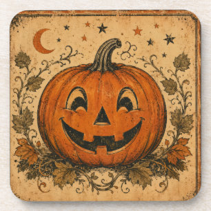 Vintage-Kürbis-Halloween-Wurfkissen Getränkeuntersetzer
