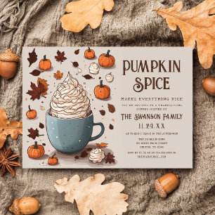 Vintage-Kürbisgewürz-Kaffee-Thanksgiving-Dinner Einladung