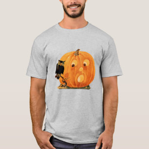 Vintage-Kürbislaterne & Eule T-Shirt