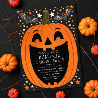 Vintage-Kürbisschnitzparty Halloween Einladung