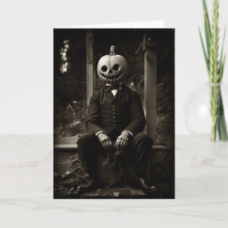 Vintage Kürkenkopf Halloween-Karte Karte