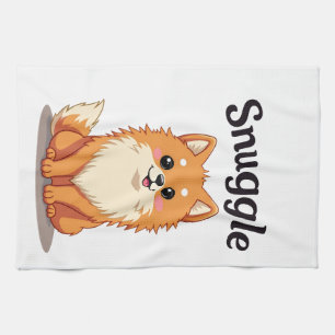 Vintage Kuschel Pomeranian Süße Hund Illustration  Geschirrtuch