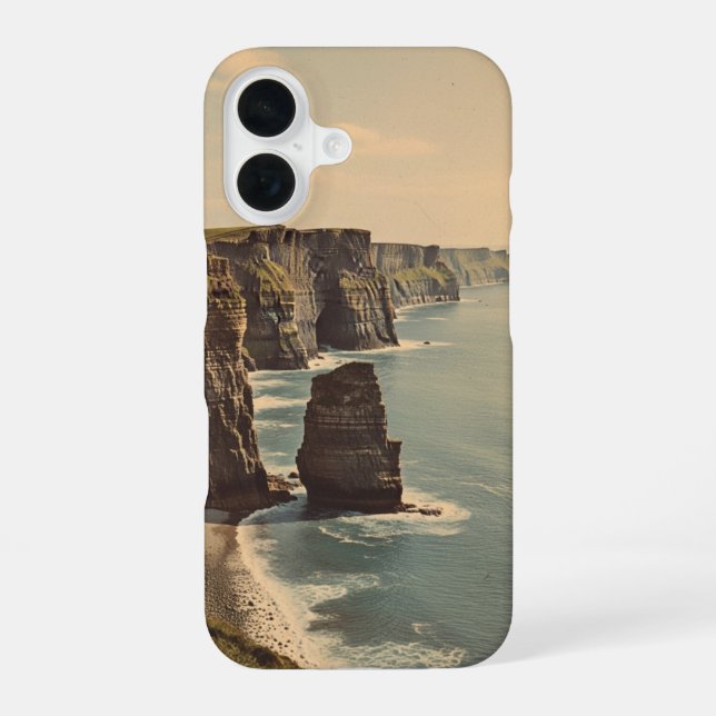 Vintage Küstenklippen iPhone 16 Hülle (Rückseite)