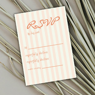 Vintage Küstenminimal Strandstreifen Hochzeit RSVP Karte