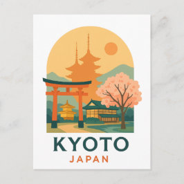 Vintage Kyoto Japan Travel Minimalist Pagoda  Postkarte