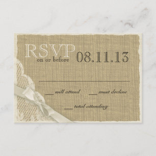 Vintage Lace and Burlap Response Card RSVP Karte