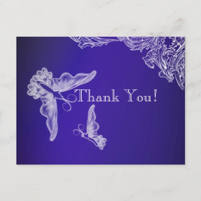 VINTAGE LACE & BUTTERFLIS BLAUE OMBRÉ POSTKARTE (Vorderseite)