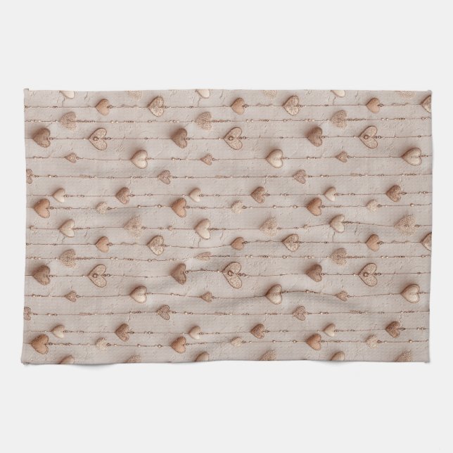 Vintage Lace Heart Strings Geschirrtuch (Horizontal)