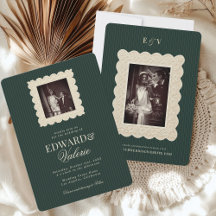 Vintage Lace Stripes Old Money 2 Photo Wedding