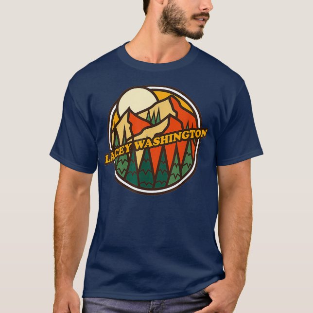 Vintage Lacey Washington Mountain Hiking Print T-Shirt (Vorderseite)