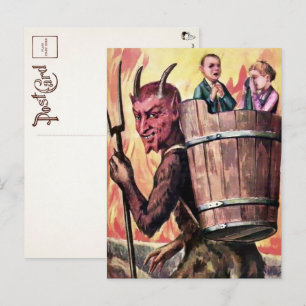 Vintage lächelnde Krampus-Postkarte  Postkarte