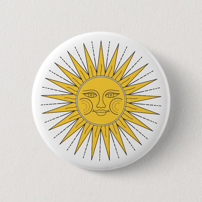 Vintage lächelnde Sonne  Button (Vorderseite)