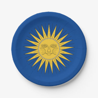 Vintage lächelnde Sonne Pappteller