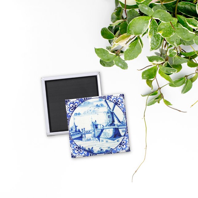 Vintage Lackierung von Delft Blue Tile Magnet (Von Creator hochgeladen)