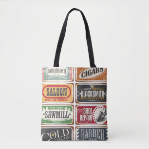 Vintage Ladenplakatsammlung. Zinn für Retro Tasche