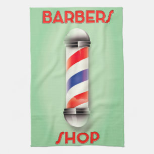 Vintage Ladenschild eines Friseursalons Geschirrtuch