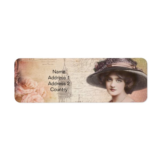 Vintage Lady-Adressetikett (Vorne)
