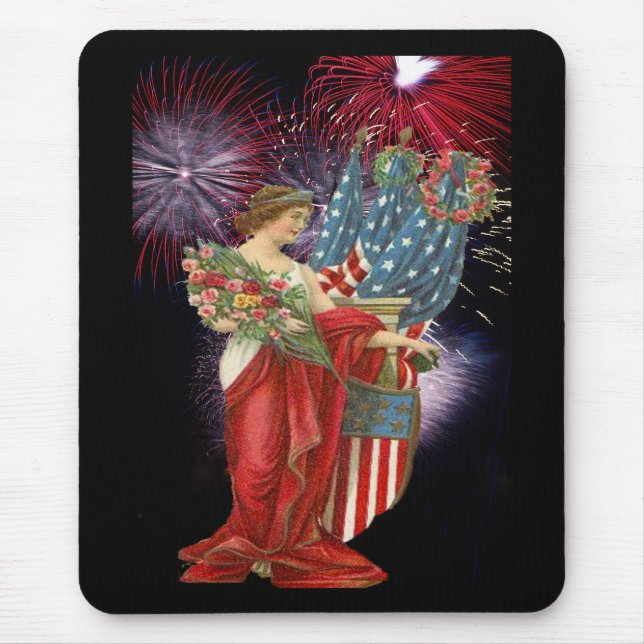 Vintage Lady and Fireworks Mousepad (Vorne)