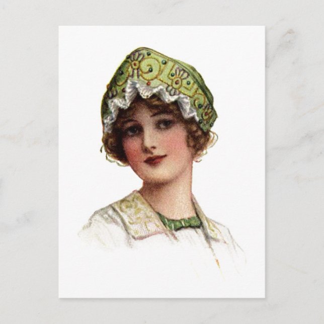 Vintage Lady Bead and Lace Bonnet Postcard Postkarte (Vorderseite)