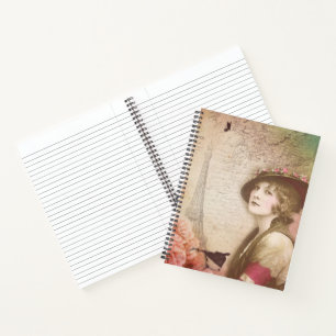 Vintage Lady Blume Spiral Notebook - elegant Notizbuch